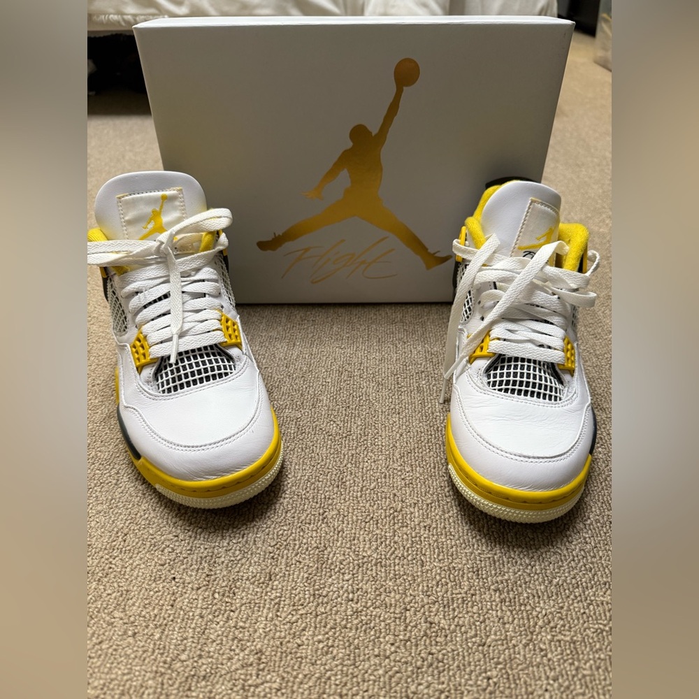 Jordan 4 Sneakers in White and Yellow for women